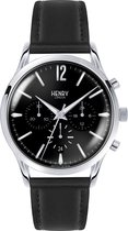 Henry London Heren Horloge Edgware HL41-JS-0023 - leer - zwart - 41 mm