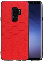 Hexagon Hard Case - Telefoonhoesje - Backcover Hoesje - achterkant hoesje - Geschikt voor Samsung Galaxy S9 Plus - Rood