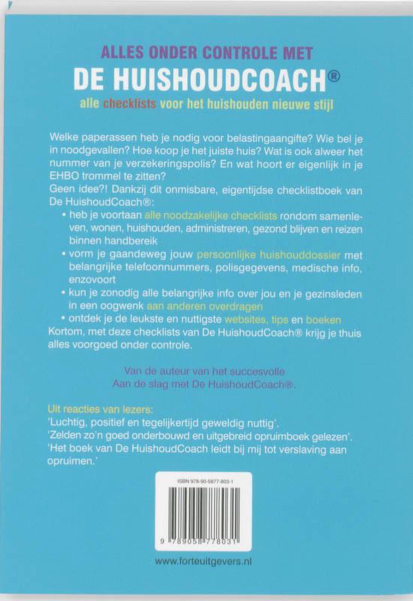 Alles onder controle met de Huishoudcoach - back cover