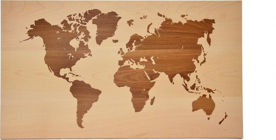 Kostbaar Autorisatie Oceanië Houten Wereldkaart - 70 x 40 cm - Wereldkaart op hout - Massief Beukenhout  - Xclusivewood | bol.com