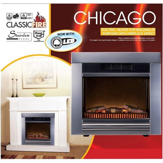 Classic Fire Elektrische inbouw-sfeerhaard Chicago RVS | bol.com