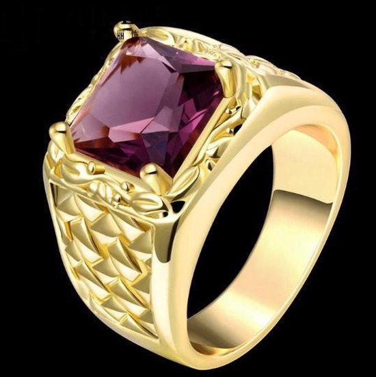 24 karaat goud vergulde ring met paarse zirkonia | bol.com