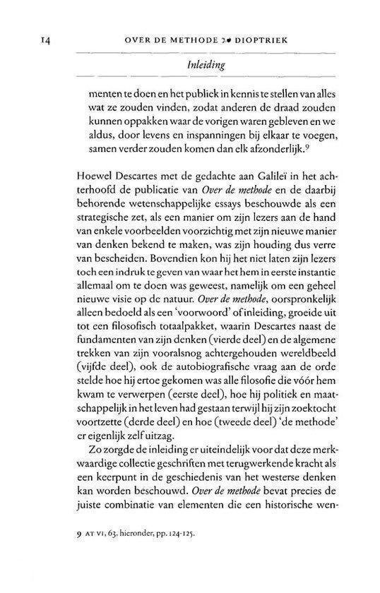 Pagina 14 met de titel 'Inleiding' en tekst over Descartes en zijn essays.