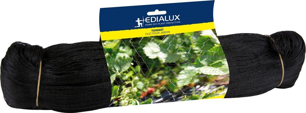 Edialux - Knooploze vogelweringsnet - Tuinnet - 4m x 10m - Zwart