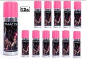 12x Serpentine spray pink - Serpentine carnaval thema feest brandveilig party festival