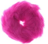 Fluffy scrunchie/haarwokkel, donker roze