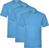 3 Pack Shirts Fruit of the Loom Ronde Hals Azure Blue Maat M Valueweight