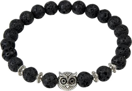 Fako Bijoux® - Bracelet Bouddha - Bague Hibou - Pierre de Lave