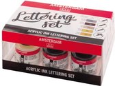 Amsterdam Lettering set 6 flacons 30ml Acrylic Ink acrylinkt