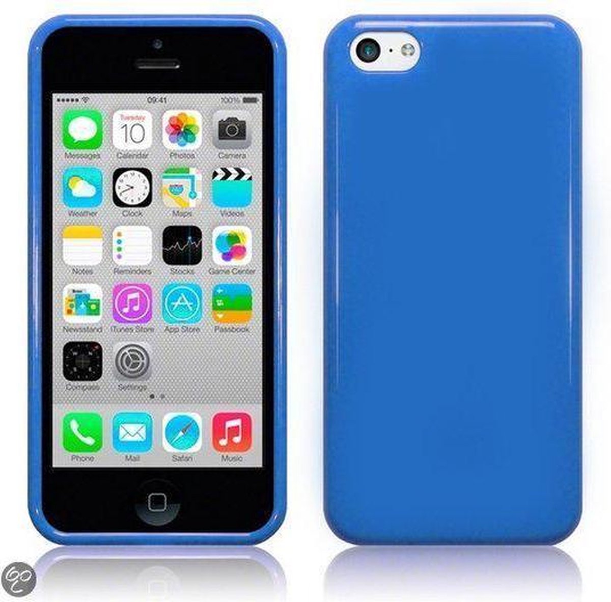 Apple iPhone 5C Gel Silicone Case Hoesje met achterkant Blauw Blue