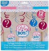 decoratie set - gender party , girl or boy ? 12 stuks