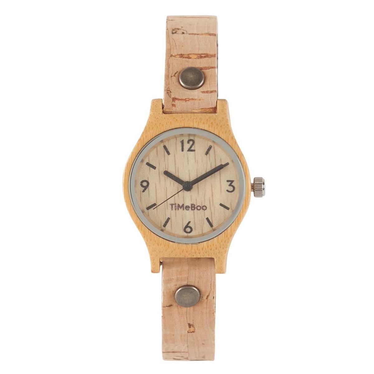 Dames horloge bamboe hout | VEGAN SMALL kurk naturel licht | TiMEBOO ®