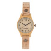 Dames horloge bamboe hout I VEGAN  SMALL Single kurk naturel licht I TiMEBOO ®