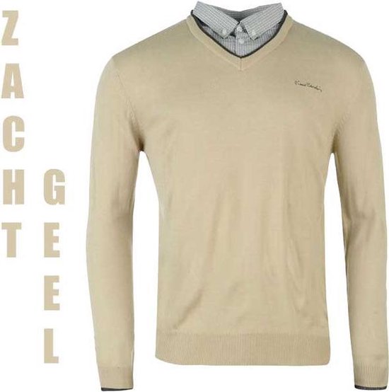 Pierre Cardin - Pullover met overhemdkraag-Zachtgeel-3XL | bol.com