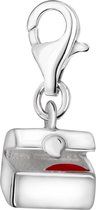 Quiges – 925 - Zilver – Charm - Bedel - Hanger - 3D Schatkist - met – sterling - zilver - karabijnslot - geschikt - voor - Zinzi, Thomas – Sabo - Ti Sento - Bedelarmband HC116