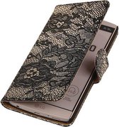 Lace Bookstyle Wallet Case Hoesjes voor LG V10 Zwart