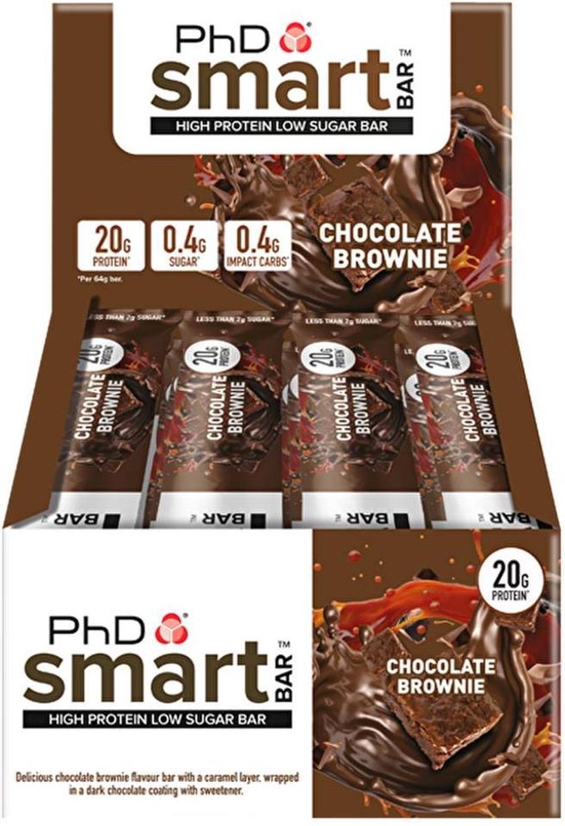 Goedkoopste PhD Smart Bar-Chocolate Brownie-Doos 12 repen