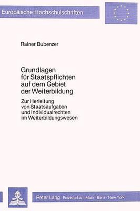 Grundlagen Fuer Staatspflichten Auf Dem Gebiet Der Weiterbil ... - cover