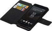 Cross Pattern TPU Bookstyle Wallet Case Hoesje voor Xperia X Compact Zwart