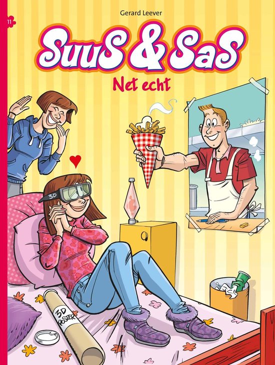 Suus & Sas 11 - Net echt, een stripboek met Suus en Sas die genieten van friet.