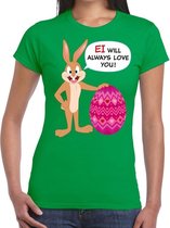 Paas t-shirt Ei will always love you groen voor dames M