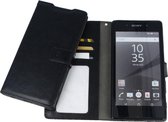 Sony Xperia C5 Luxury PU Leather Flip Case With Wallet & Stand Function Zwart Black