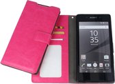 Sony Xperia C5 Luxury PU Leather Flip Case With Wallet & Stand Function Roze Pink