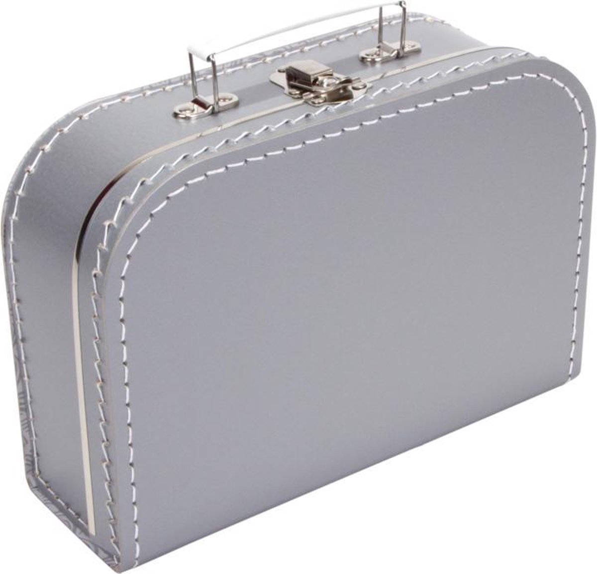 Koffertje effen blanco 25cm Zilver - Kinderkoffertje