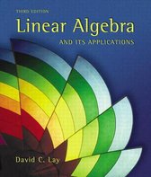 Boek, derde editie, Lineaire Algebra en haar toepassingen, door David C. Lay, met een kleurrijke waaierachtige afbeelding.