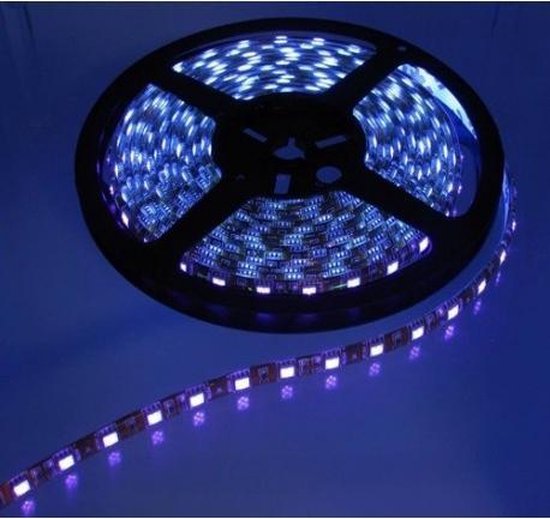 5 Meter IP20 SMD5050 UV Blacklight 12V LED Strip 60LED Zwart PCB