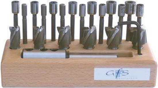 Tapverzinker-combinatie-set HSS Gr. 01 in houten sokkel 17-delig GFS