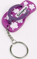 Naam sleutelhanger paarse teenslipper