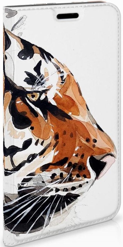 Coque iPhone XR avec fermeture magnétique Aquarelle Tiger
