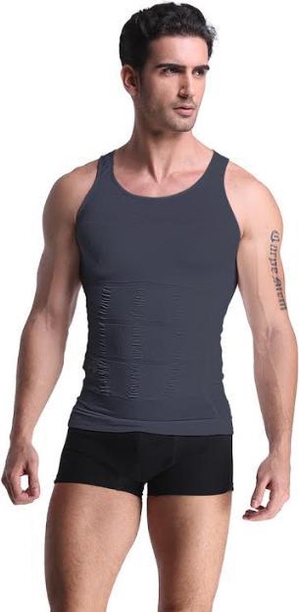 Goedkoopste Slimming shirt - Afslank shirt - Figuur corrigerend shirt - Mannen - Grijs L/XL