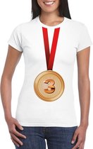 Bronzen medaille kampioen shirt wit dames L