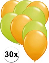 Ballonnen Licht Oranje/Licht Groen 30 stuks 27 cm