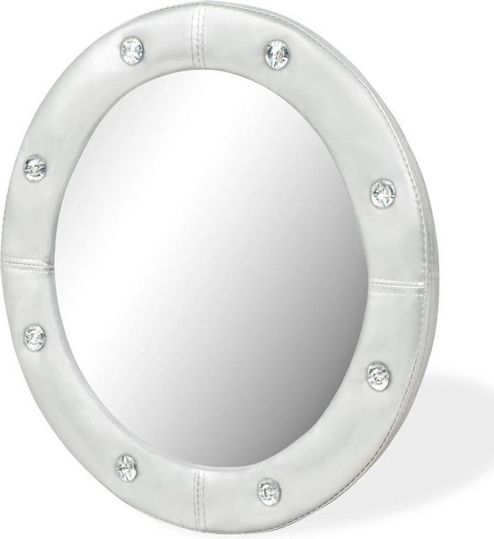 Spiegel wandspiegel muurspiegel rond zilver kristal steentjes wit 40cm |  bol.com