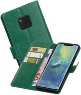 Zakelijke Book Case Telefoonhoesje Geschikt voor de Huawei Mate 20 Pro - Portemonnee Hoesje - Pasjeshouder Wallet Case - Groen