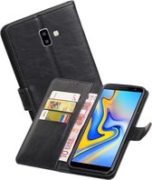 Zakelijke Book Case Telefoonhoesje Geschikt voor de Samsung Galaxy J6 Plus - Portemonnee Hoesje - Pasjeshouder Wallet Case - Zwart