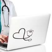 Laptop sticker met hart en stethoscoop zwart