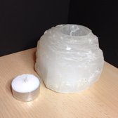 3 x Seleniet Kristal Theelicht Ruw / Theelichthouder Wit - 2 betalen, 1 Gratis!
