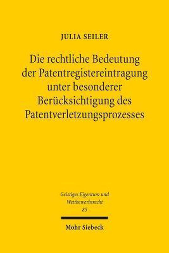 Die rechtliche Bedeutung der Patentregistereintragung unter  ... - cover