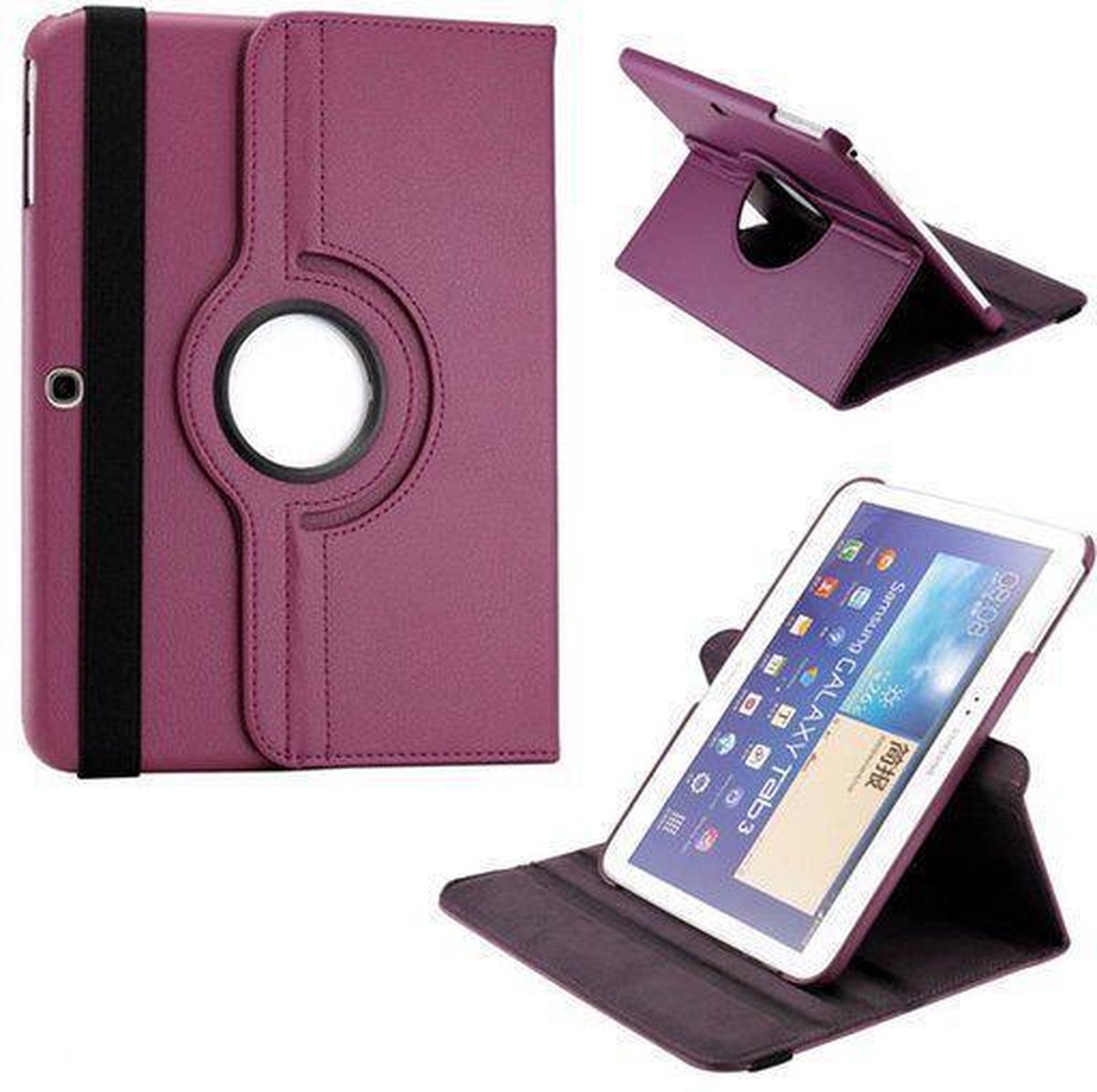 Samsung Galaxy tab 4 T530 T535 Leather 360 Degree Rotating Case Paars Purple