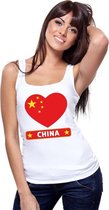 China hart vlag singlet shirt/ tanktop wit dames XL