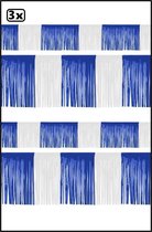 3x PVC slierten folie guirlande blauw-wit 6 meter x 30 cm BRANDVEILIG