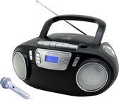Soundmaster SCD5800SW - Boombox met FM-radio, cassettespeler, CD en externe microfoon, zwart