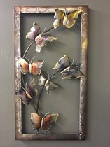 Wanddecoratie metaal vlinders - metaal - ca. 43,5 x 81 cm