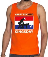 Oranje Happy fucking Kingsday tanktop / mouwloos shirt heren S