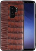 Croco Hard Case voor Samsung Galaxy S9 Plus Donker Bruin