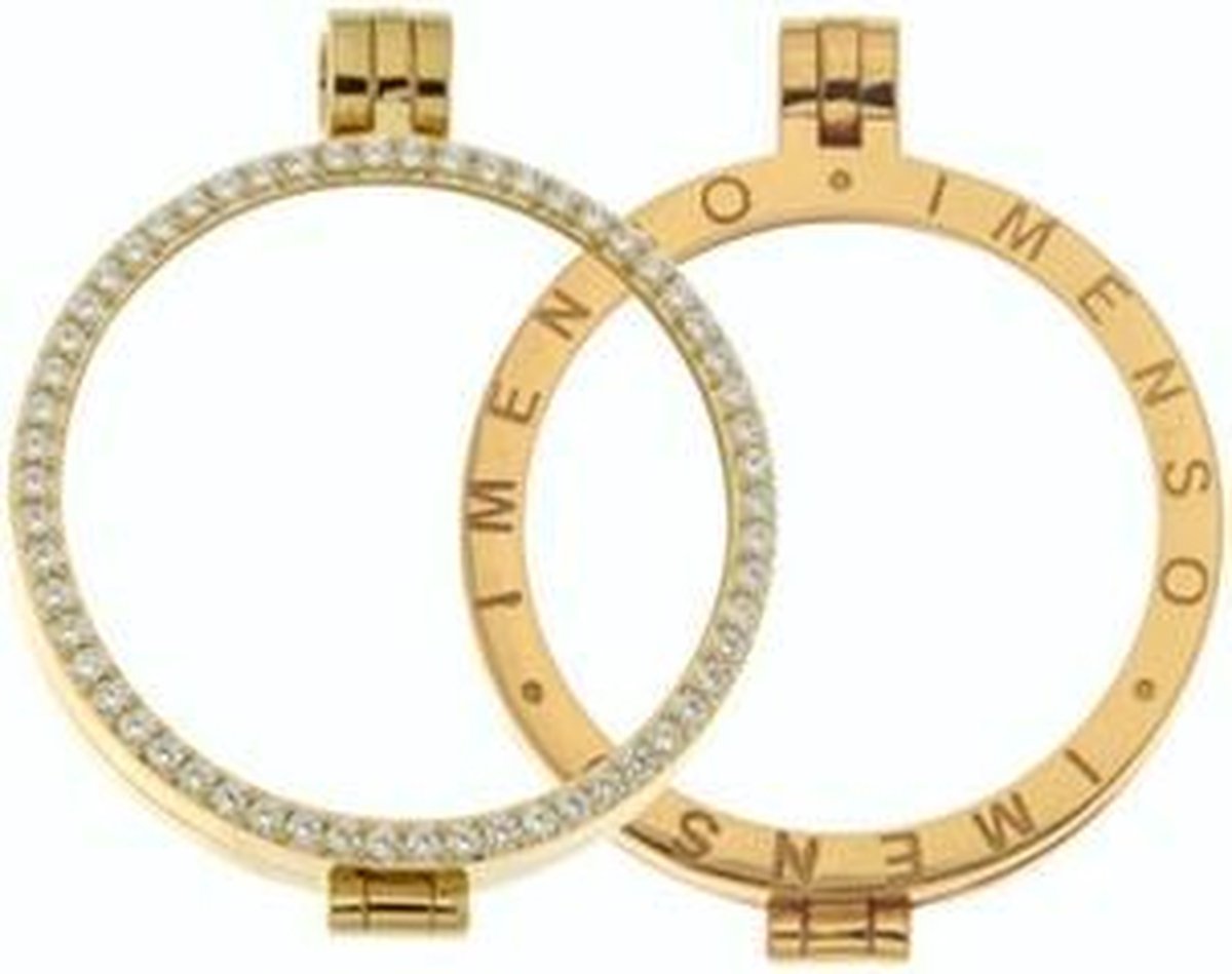 MY iMenso - Medallion met CZ-steen - 33mm - 925/gold-plated